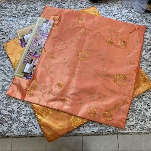 NWT 2 orange sequenced decorative pillow cover 17”